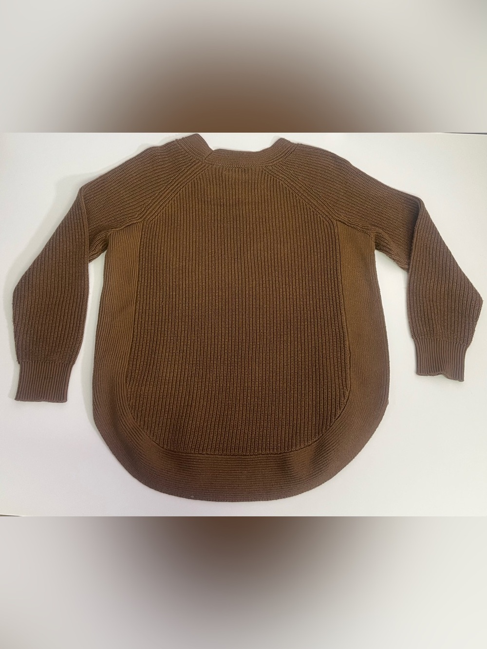 Lord & Taylor Brown Crewneck Ribbed Sweater